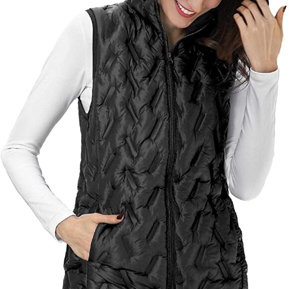 Tangerine Light Weight Puffed Black Vest - Picture 1 of 5